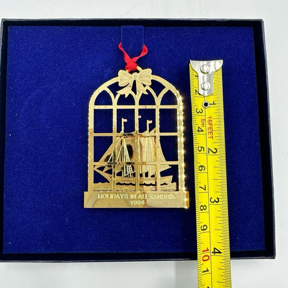 1994 Holidays in‎ Alexandria Brass Ornament Sailboat w/ Box by Sue Lynch VTG